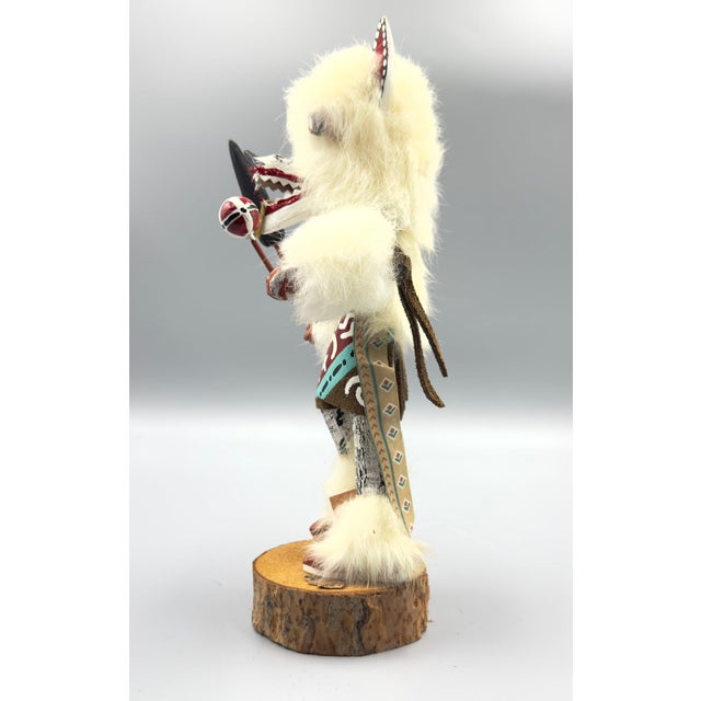 Native American 1980s Dynamic Hand-Carved Navajo Wolf Kachina Doll (Approx. 11" H) - Gilbert Ortega Gallery For Sale - Image 3 of 5