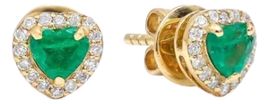 0.73 cts Natural emerald and 0.73 cts diamond earrings in 18k gold