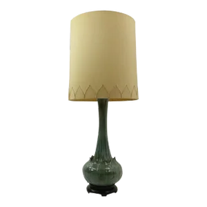 Large Ceramic Asian Influence Lotus Form Table Lamp