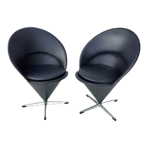 Verner Panton Attributed Mid-Century Modern 1980s Vintage Cone Chairs