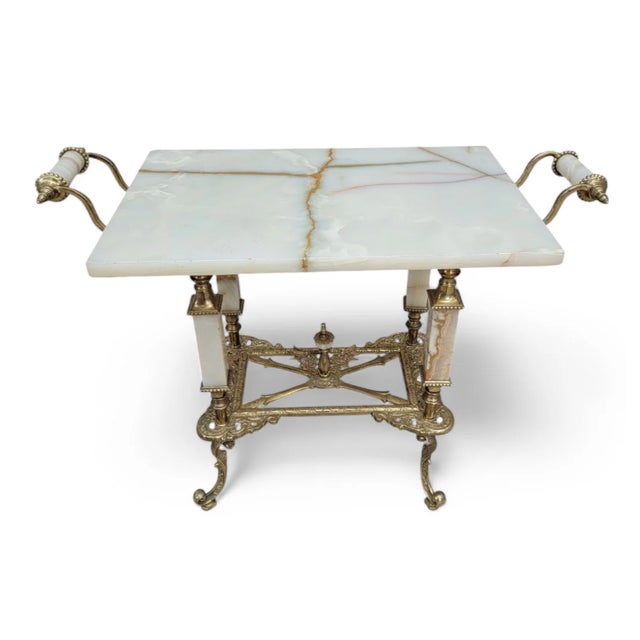 Antique Oscar Bach Ornate Bronze and Onyx Table Set - Set of 2 For Sale - Image 4 of 8
