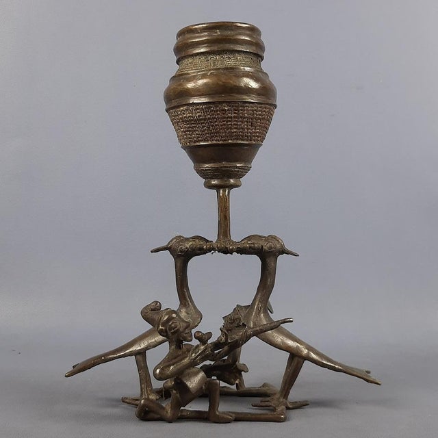 Ashanti Style Bronze Sculpture of Birds and Figures, Ghana, Early 1900s For Sale - Image 4 of 13