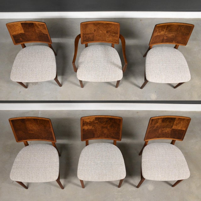 Mid-Century Modern Modern Burl Dining Chairs by Herritage - Set of 6 For Sale - Image 3 of 8
