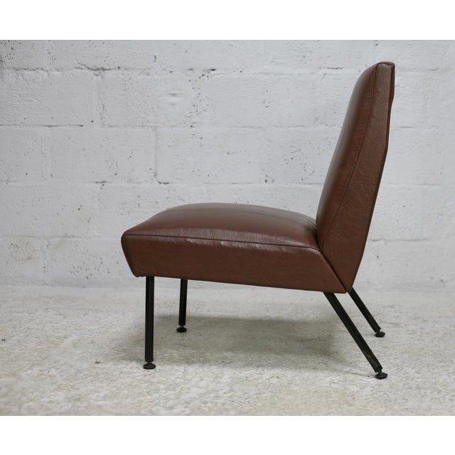 Brown Imitation Leather Lounge Chair, 1950s For Sale - Image 10 of 17