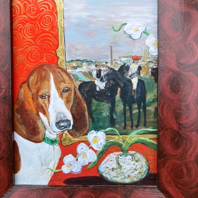 5 x 7 print on paper after original painting by contemporary artist Judy Henn overall size with painted frame is 7 x 9