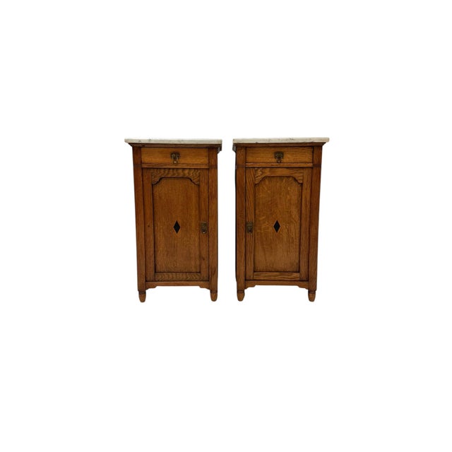 Antique Art Nouveau Oak Nightstands, 1900s, Set of 2 For Sale - Image 5 of 9