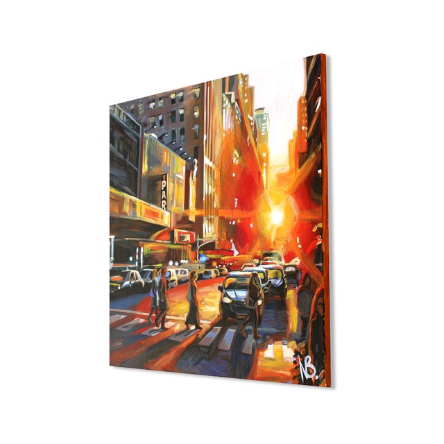 Contemporary "Sunset in Nyc" Contemporary Acrylic Painting on Canvas by Natalia Bessonova For Sale - Image 3 of 3