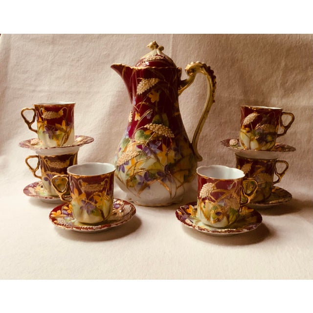 Antique Japanese Nippon Porcelain Chocolate Set - 13 Pieces For Sale - Image 6 of 12