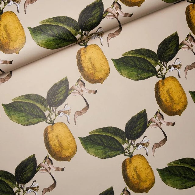 Schumacher Schumacher x Johnson Hartig Le Citron Wallpaper in Natural For Sale - Image 4 of 5