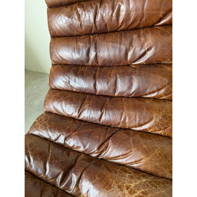 Restoration Hardware Oviedo Brown Leather & Chrome Chaise Lounge For Sale - Image 12 of 12