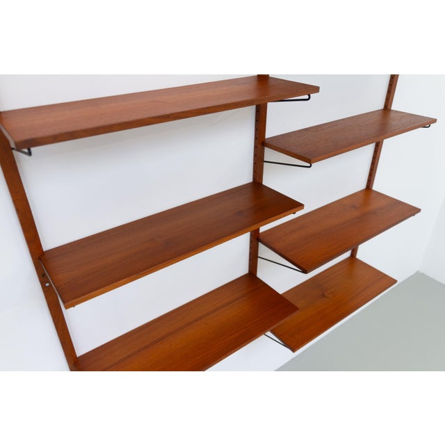 Brown Vintage Danish Wall Mounted Teak Shelving System, 1960s For Sale - Image 8 of 17