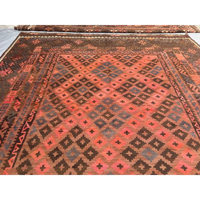 Islamic Vintage Afghan Hand-Woven Oversized Kilim Rug | Oriental Rare Palace-Size Tribal Wool Flatweave Rug For Sale - Image 3 of 13
