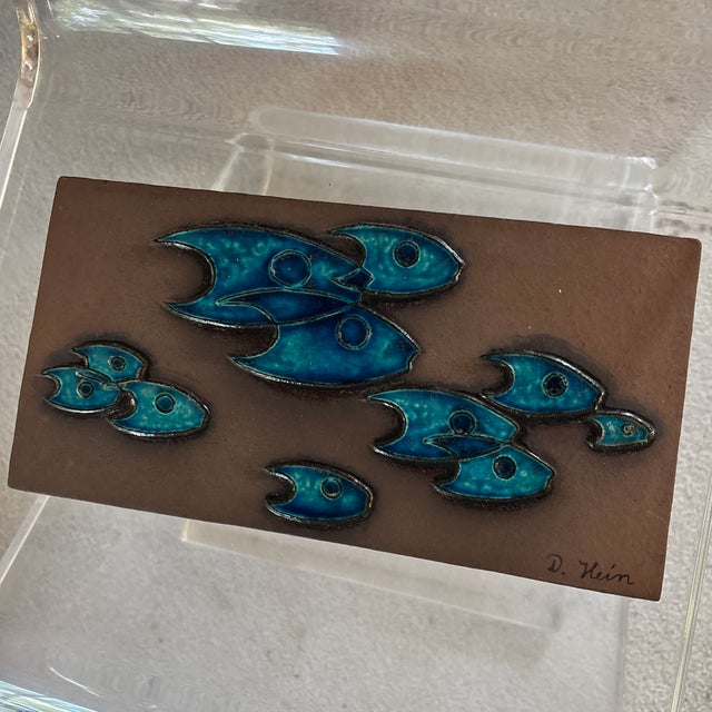 Blue Danish Modern Ceramic Wall Decoration by Dietlinde Hein for Knabstrup, 1960s For Sale - Image 8 of 9