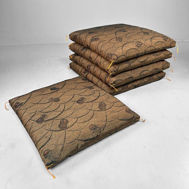 An elegant and comfortable set of five authentic Japanese zabuton—traditional floor cushions designed for use in tatami...