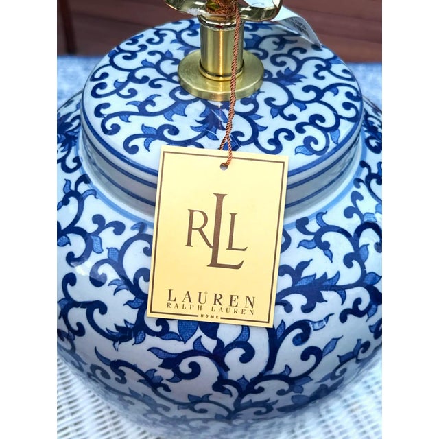 Ceramic Ralph Lauren Blue & White Porcelain Lamp For Sale - Image 7 of 11