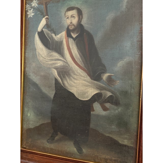 An 18th-century Spanish colonial painting of Saint Aloysius Gonzaga (San Luis Gonzaga), possibly dated 1760. The young...