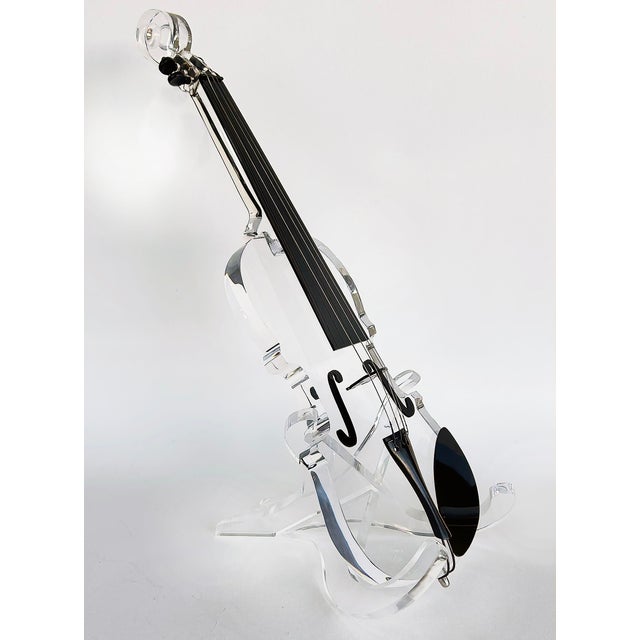 Modern Custom-Made Lucite Violin Sculpture on Stand Signed and Numbered Limited Edition #1/10 For Sale - Image 3 of 13
