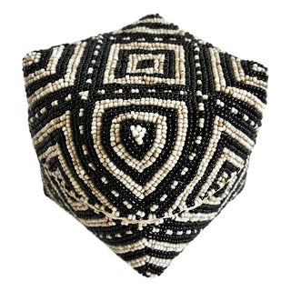 Vintage Bamboo Beaded Black & Tan Box X-Small For Sale