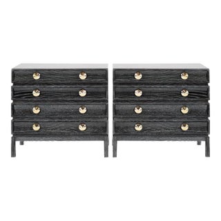 Stamford Modern's Stacked Bedside Tables in Black Ceruse - a Pair For Sale