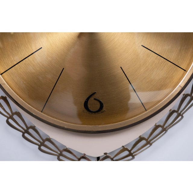 Very nice Vintage Atlanta Electric Wall Clock . Brass with Pink enamel . Battery operated clockwork by Kienzle . Good...