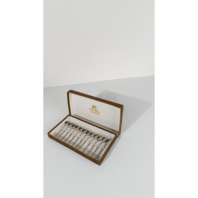 Vintage Hollywood Regency Silver Plate and Faux Bamboo Teaspoons, 1970s, Set of 12 For Sale - Image 15 of 16