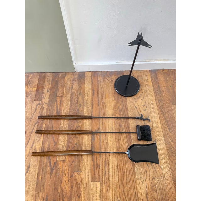 Wood Mid-Century Modern Fireplace Tool Set, Oak & Iron, Seymour Style For Sale - Image 7 of 9