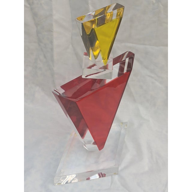 ** Sculpture will be Professionally Packaged by the UPS Store ** Vintage Abstract Lucite Sculpture in the Shape of a...