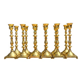 Vintage Brass Centerpiece Candles - Set of 12 For Sale
