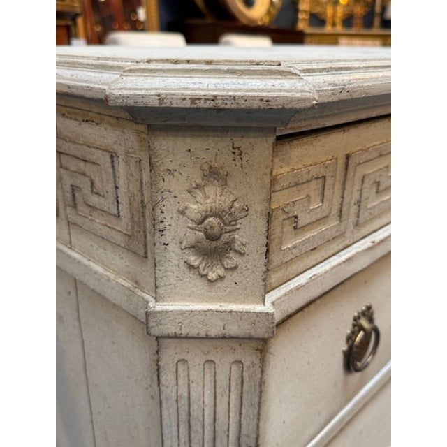 Transitional Pair of Painted Swedish Chests With Greek Key Design For Sale - Image 3 of 6