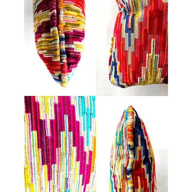 Textile Kravet Couture Ikat Flame/Chevron Carved Velvet 22" Pillows For Sale - Image 7 of 15