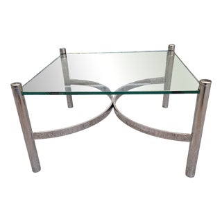 Coffee Table in Chrome with Glass Top, 1970s For Sale