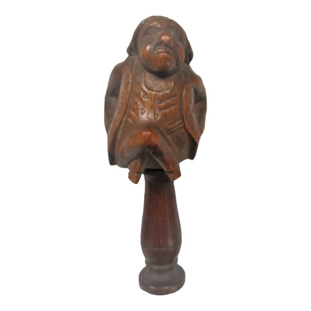 18th-19th Century Antique Wood Figure Man with Crossed Legs Screw Nutcracker For Sale
