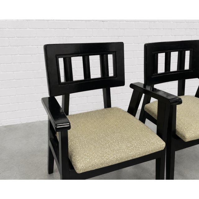 Black Ebonized Mid Century Modern Dining Chairs, C. 1950's, Set/4 For Sale - Image 8 of 12