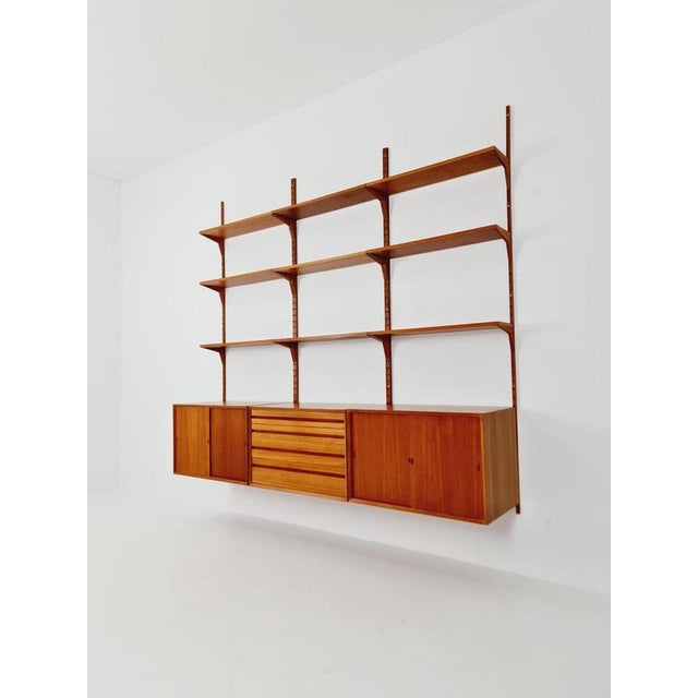 Brown Large Mid-Century Danish Teak Wall Unit with 3 Cabinets by Poul Cadovius for Cado, Denmark, 1960s For Sale - Image 8 of 11