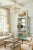 Vintage Custom Painted Baby Blue Gold Arched Pencil Reed Glass Shelving Unit Etagere For Sale - Image 11 of 13