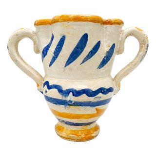 Antique Southern Italian Glazed Majolica Bi-Handled Jug, 1890s For Sale