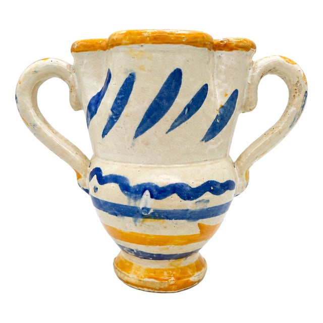 Antique Southern Italian Glazed Majolica Bi-Handled Jug, 1890s For Sale