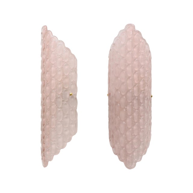 Pink Murano Glass Wall Sconces with Textured Relief, 2000s, Set of 2 For Sale - Image 10 of 10