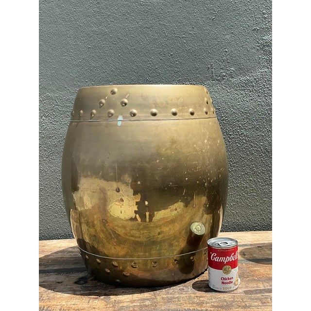 Vintage Asian Brass Low Stool For Sale - Image 4 of 12