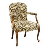 Late 20th Century French Provincial Walnut Cheetah Print Armchair For Sale