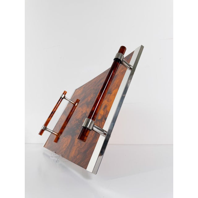 Large Faux Tortoiseshell Acrylic Glass Serving Tray in the style of Christian Dior, 1970s For Sale - Image 11 of 18