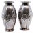 Small Vases in Embossed Silver with Floral Motifs, Set of 2 For Sale