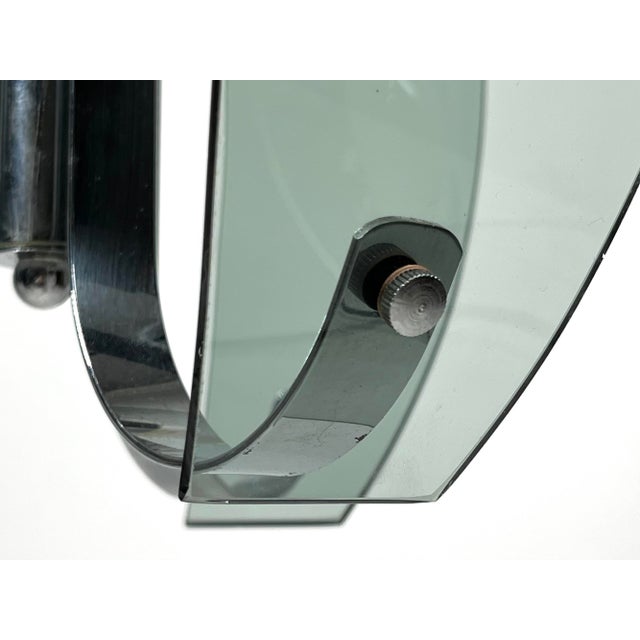 Italian Chrome and Light Blue Glass Ceiling Light, 1970s For Sale - Image 5 of 11