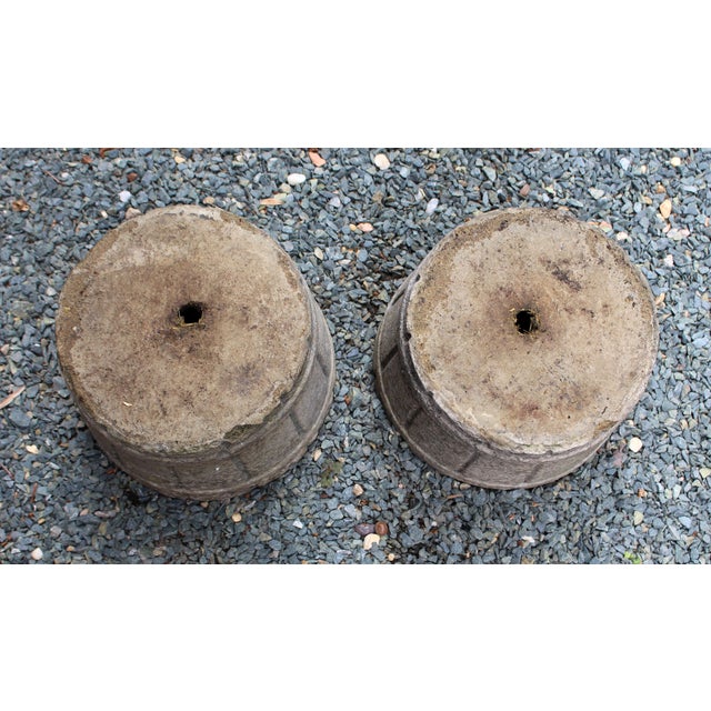 1950s Circa 1950 Pair of English Cast Stone Barrel Form Planters For Sale - Image 5 of 5