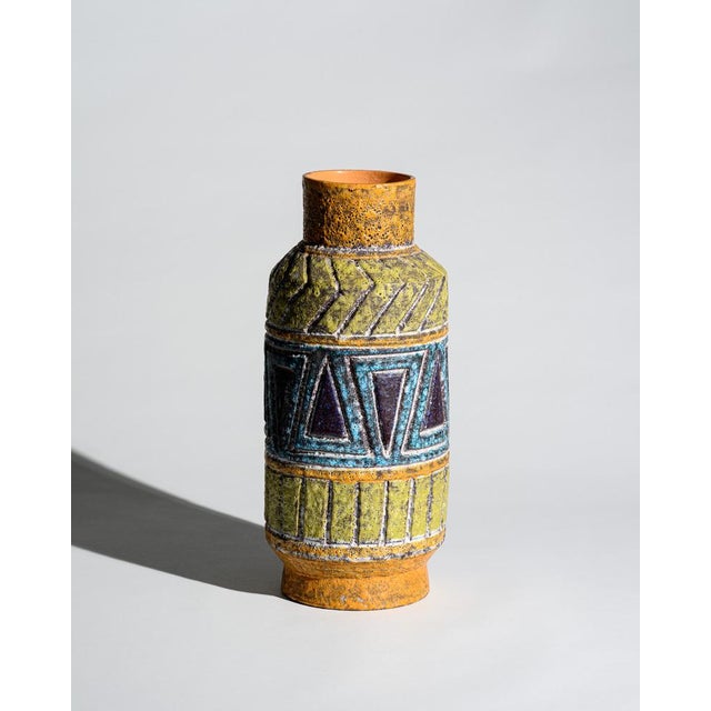 Attributed fratelli fanciullacci geometric lava glaze ceramic floor vase – italy, 1960s–1970s a richly textured italian...