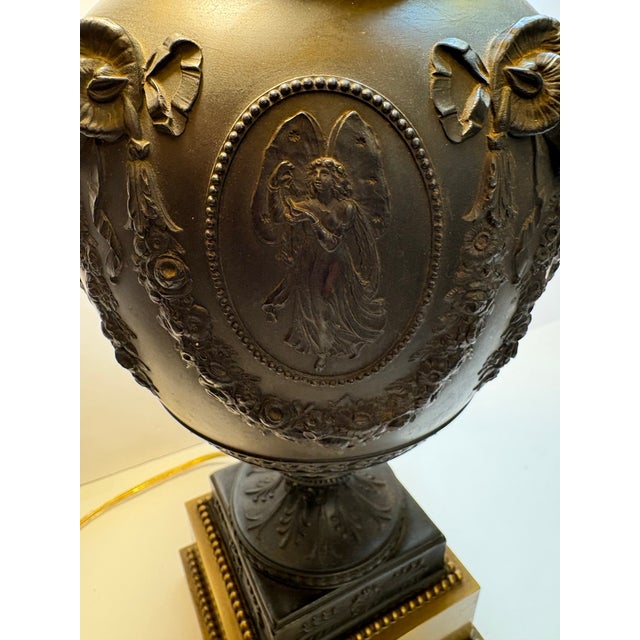 18th Century Monumental Wedgwood Black Basalt Urn Table Lamps - A Pair For Sale In Boise - Image 6 of 10