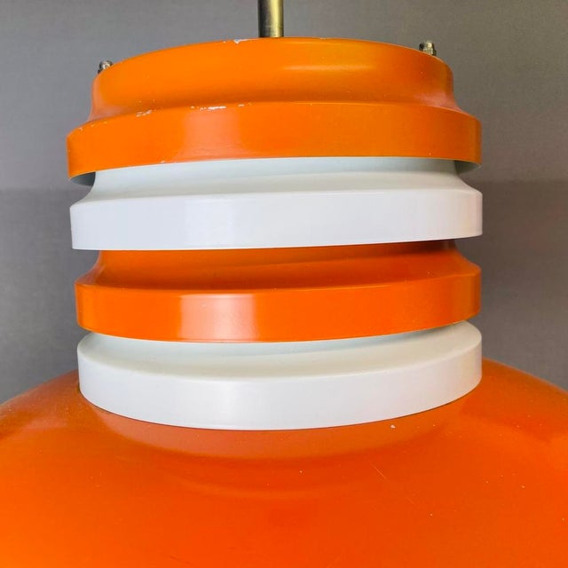 Red Space Age Scandinavian Modern Orange Metal Light Fixture, 1970s For Sale - Image 8 of 15