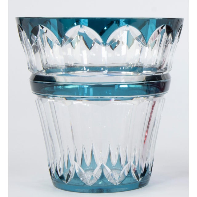 Blue Clear Cut Crystal Vase from Val Saint Lambert, 1950s For Sale - Image 4 of 4
