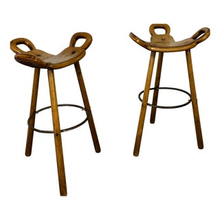 Vintage Brutalist Marbella Bar Stools by Sergio Rodrigues, 1970s, Set of 2 For Sale