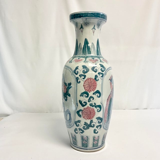 Mid-Century Chinoiserie Hollywood Regency Floor-Tall Peacock Vase/Umbrella Stand For Sale - Image 6 of 12